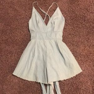 Blue denim romper
